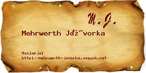 Mehrwerth Jávorka névjegykártya